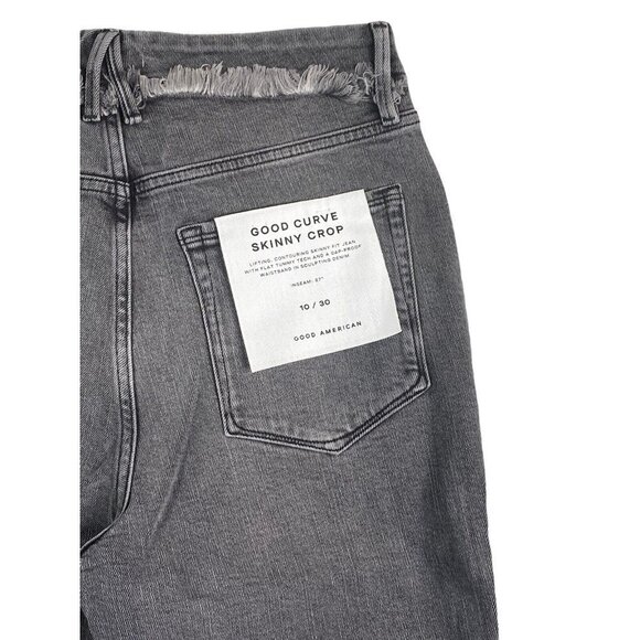 Good American Woman's Good Curve Skinny Crop Frayed High Waist Jeans Size 10/30 - Picture 6 of 10